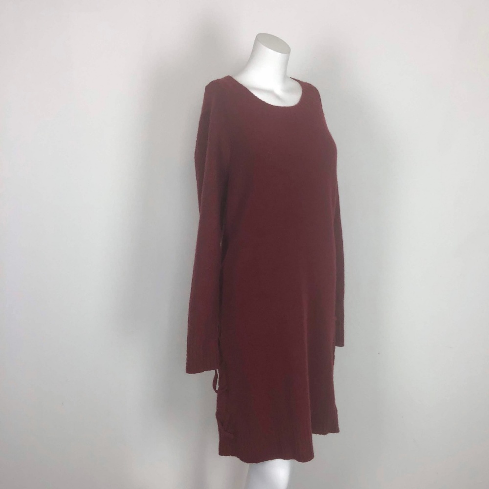 Lucky Brand Lace-Up Sweater Dress Long Slv Red - Picture 6 of 8